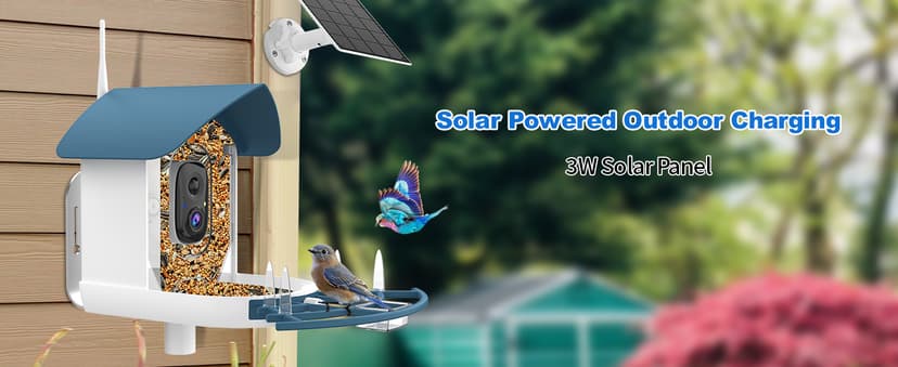 Bird Feeder with Camera,AI Identify Birds Species,Smart Bird Camera with Solar Powered,Auto Record FHD Birds Video in Backyard,Instant Notifications,Ideal Gift for Family and Bird Lovers,Navy Blue
