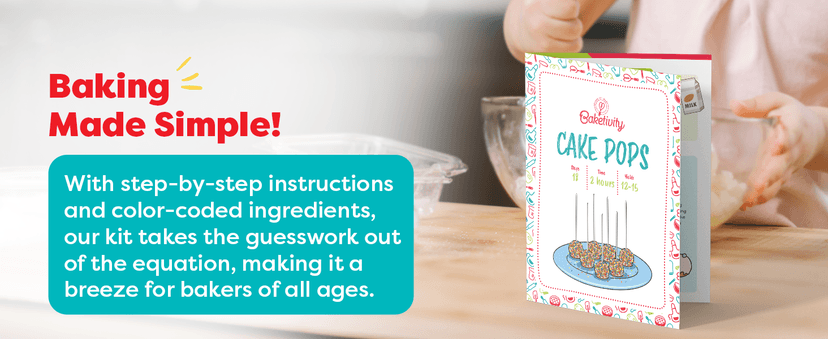 Bake 10–12 Treats with Decorating Supplies, Activity Book, and Simple Recipe Gift Idea for Boys and Girls Ages 4-12 Baketivity DIY Cake Pop Kids Baking Kit with Pre-Measured Ingredients B01L5XL49G