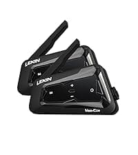 LEXIN B4FM Motorcycle Bluetooth Headset, 10 Riders Helmet Bluetooth Intercom, Universal IP67 Communication Systems with Music Sharing, Noise Cancellation, FM Radio, Fit for Snowmobile, 1 Pack