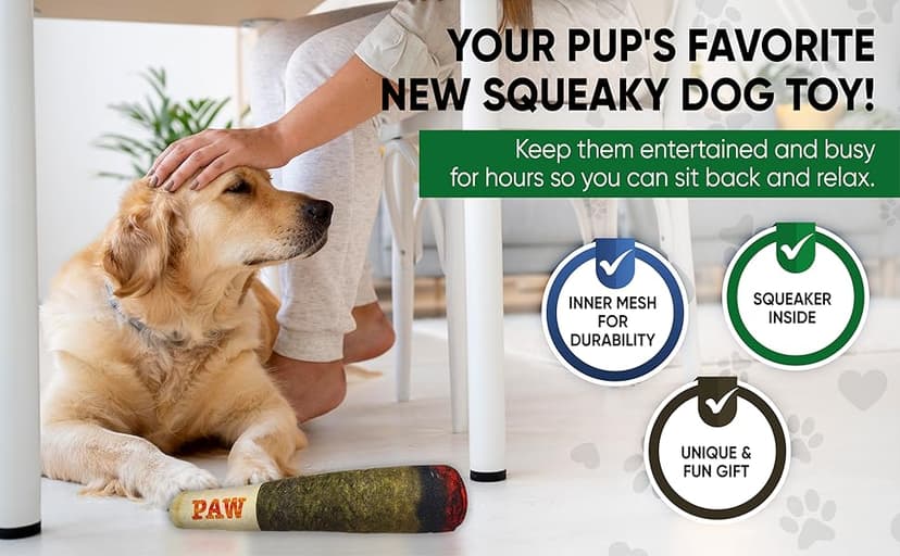 Doggy Doobie - Funny Dog Toys - Plush Squeaky Toys for Medium, Small and Large - Cool Stuffed Cute Gifts for Dog Birthday