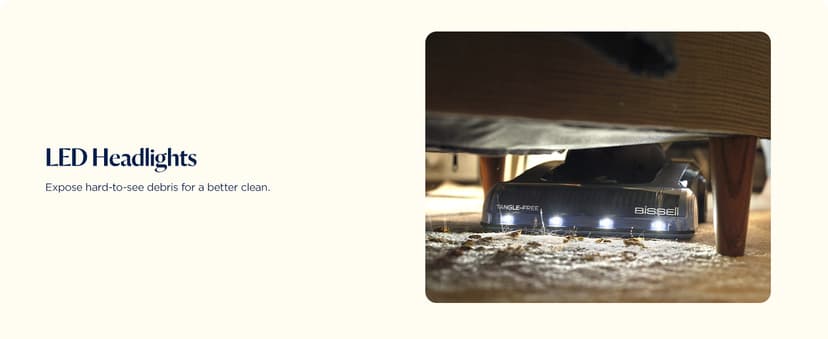 Bissell CleanView Max Tangle-Free Rewind with LED Headlights, Tangle-Free Brush Roll, Automatic Cord Rewind, Included pet Tools, 4073L