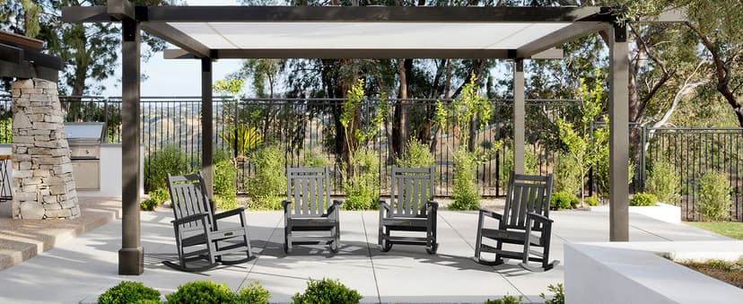 SERWALL Outdoor Rocking Chair Set of 2, HDPE Rocking Chairs for Adult, All Weather Porch Rockers for Lawn Garden, Grey