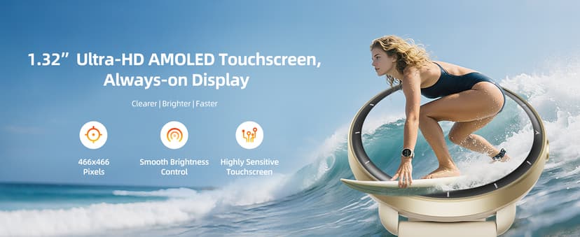 Parsonver Parsonver Swimming Smart Watch, 5ATM Waterproof for Pool & Open Water, Built-in GPS & Compass, AMOLED Fitness Tracker with 100+ Sports Modes, Heart Rate & Sleep Monitor, AI Swim Analysis, French Grey