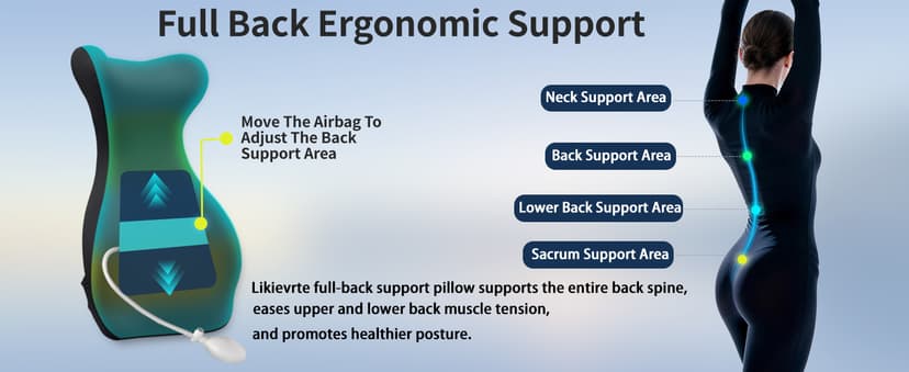 27.7'' Adjustable High Lumbar Support Pillow for Office Chair, Full Back Support Pillow for Upper Lower Back Pain Relief, Memory Foam Lumbar Cushion for Desk, Gaming Chair, Couch, Improves Posture