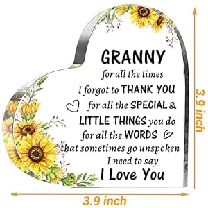 to My Granny Paperweight Presents Christmas Mothers Day Valentines Day Gifts for Granny Grandma Grandmother Granny Birthday Gifts from Grandkids, Acrylic Heart Sign B0DX1K6CCJ