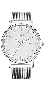 BUREI Men Wrist Watches Fashion Minimalist Analog Quartz Waterproof Watches for Men