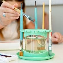Non-Spill Paint Water Cup & Brush Cleaner, Brush Holder, Squeegee Lips & Drip Tray, Acrylic, Watercolor, Art Supplies Paint Puck Ultimate Rinse Cup Paint Brush Cleaner, Mug (4 in), Green B07XVR2K3B