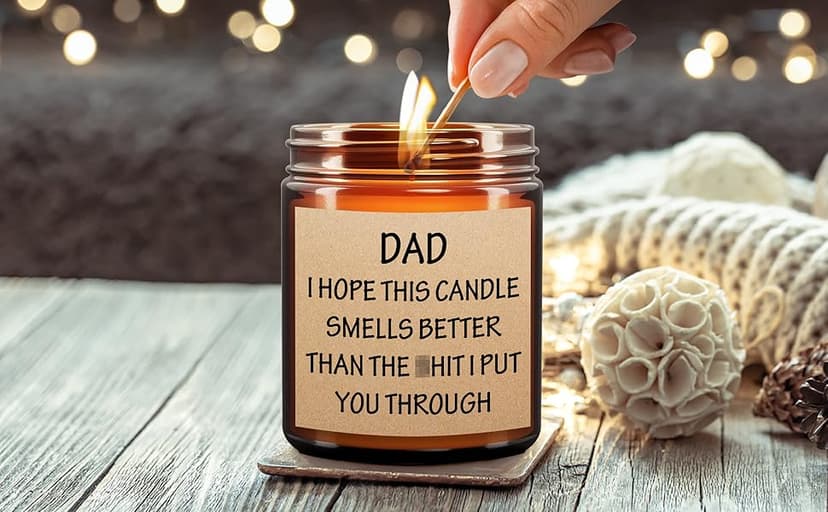 Father's Day Gifts for Dad Who Wants Nothing or Who Have Everything, Fathers Day Grandpa Bonus/Step Dad Gifts from Daughter Son Kids, Funny Gag Gift for Dads, Men Birthday Gift Ideas, Lavender Candle