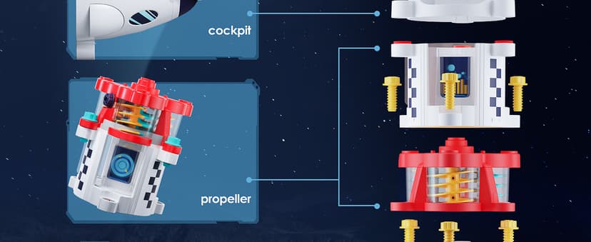 Spaceship Building Playset w/Electric Drill, 2 Astronauts, Educational Learning Science Kit Birthday Gift for Age 3 4 5 6 7 8 iPlay, iLearn Rocket Space Toy 3 4 5 Year Old Boys Kids Girls, Toddler STEM B0BYYV9185