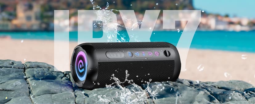Portable Bluetooth Speaker, Bluetooth 5.4 Speaker, 30W Dual Speaker, 2.0 Channel, Deep Bass, 30H Playtime, Colorful RGB Lights, IPX7 Waterproof, TWS pairing for Outdoor/Home/Party/Travel, Gift Ideas