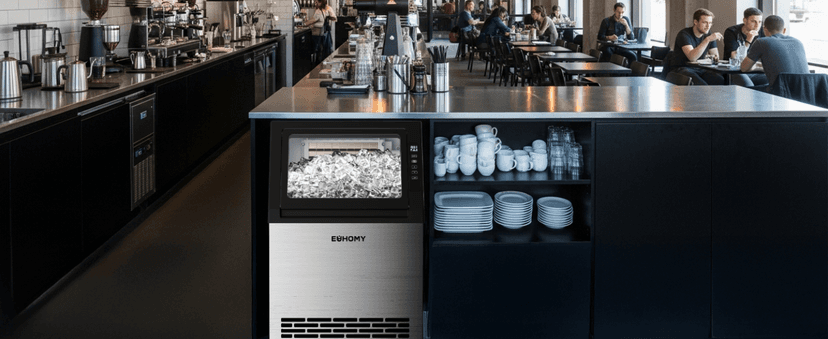 EUHOMY Commercial Ice Maker Machine,120lbs/24H Stainless Steel Under Counter Ice Machine with 33lbs Storage Bin, Freestanding Ice Maker for Home/Bar/Cafe/Restaurant
