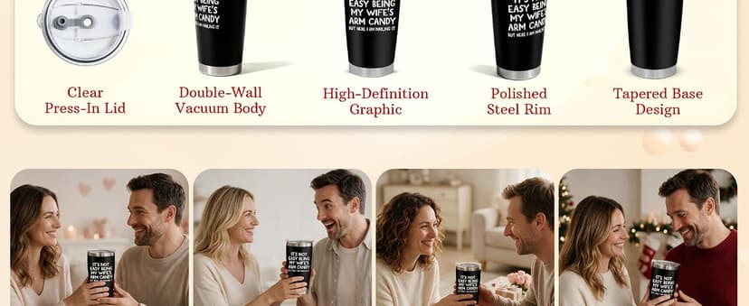 Gifts for Husband Christmas, Anniversary Birthday Gifts for Him Husband, Mens Gift Ideas, Stainless Steel, Lid Included Christmas Birthday Gift for Husband from Wife, 20 oz Tumbler for Men B0DPG6PKK7
