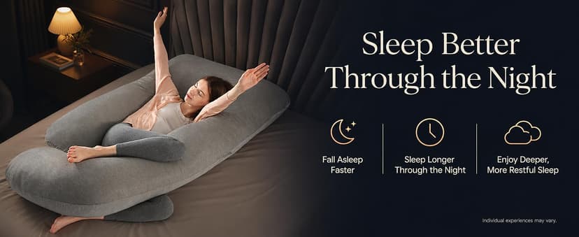Pregnancy Pillow, Full Body 57 Inch Maternity Pillow with Removable Washable Cover - Sleep Support for Legs, Back, Neck, Shoulder, HIPS, Belly for Pregnent Women, Black Grey Velvet Cover