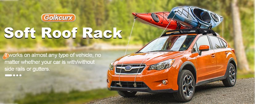 Golkcurx Universal Soft Roof Rack Pads for Kayak,Surfboard, SUP, Canoe, Snowboard with15FT Tie-Down Straps*2 and Storage Bag*1 (Black)