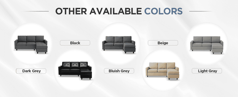 HONBAY Faux Leather Sectional Sofa, Convertible Sectional Couch L Shaped Couch Sofa for Small Space, Brown