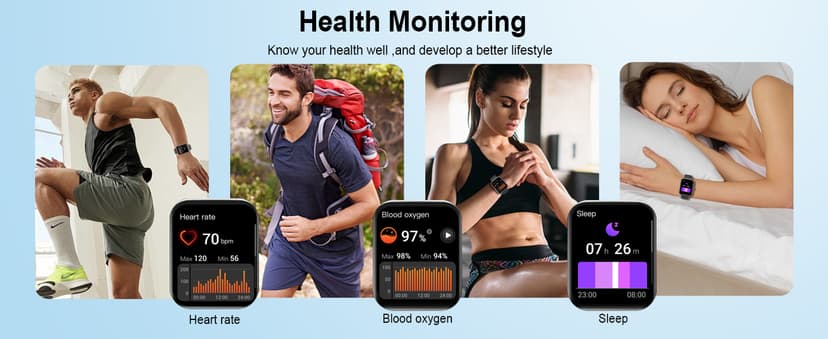 Smart Watch for Men Women (Answer/Make Call), 2025 1.83" HD Touchscreen Fitness Tracker, 110+ Sport Modes, Fitness Watch with Heart Rate/Sleep Monitor/Step, IP68 Waterproof Smartwatch for Android iOS