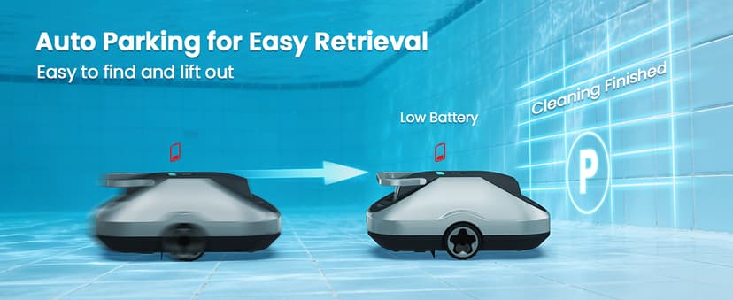 C1 Robotic Pool Cleaner, 200-Min Cordless Pool Vacuum for Above Ground & Inground Pools up to 2500 Sq.ft, Automatic Pool Vacuum Robot for Leaves & Dirt, Powerful Suction Self-Parking-Teal