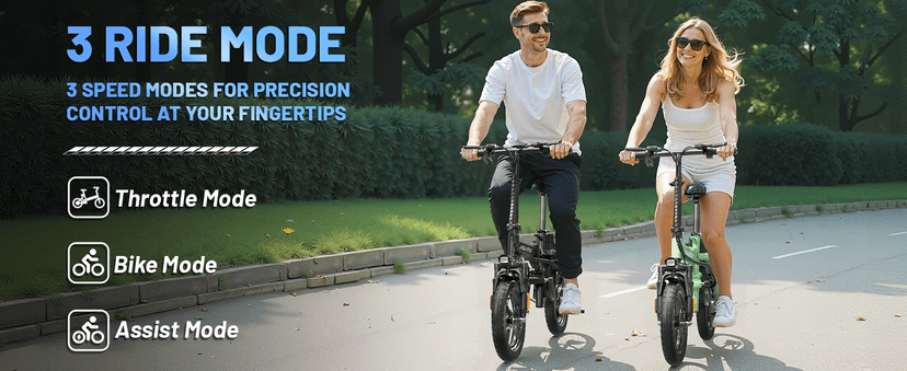 Electric Bike for Adults and Teens, 740W Peak Motor E-Bike with 30-60 Miles PAS Range, 48V 10AH/20AH Removable Battery, 14" Folding Mini Ebike with 20MPH, Electric Bicycle for Commute