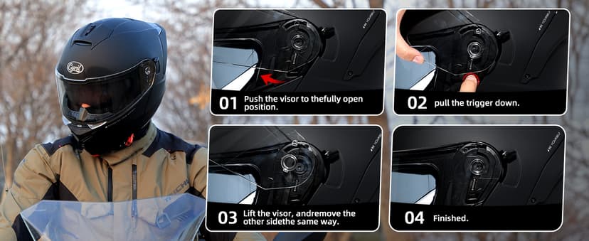 CYRIL Modular Motorcycle Helmet DOT, Flip Up Full Face Men Women, Glasses Compatible Dual Visor, Quick Release Shield, Bonus Smoke Visor & Bag for Street Bike ATV UTV Scooter Cruiser