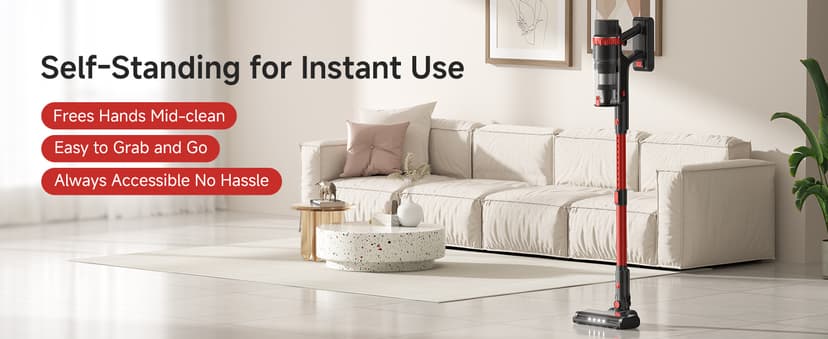 Cordless Vacuum Cleaner, 560W/48KPa/70Mins Vacuum Cleaners for Home,Self-Standing Stick Vacuum with Smart Touch Screen,Rechargeable Lightweight Vacuum for Pet Hair,Carpets, Hard Floors