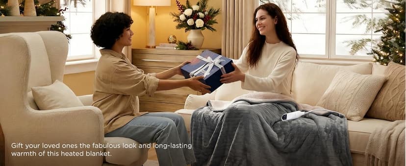 Bedsure Heated Blanket Throw Blanket - Fast Heating Electric Blanket, Soft Flannel Heated Throw with 4 Time Settings, 6 Heating Settings, Warm Gifts for Grandma Grandpa (50x60 inches, Dark Grey)