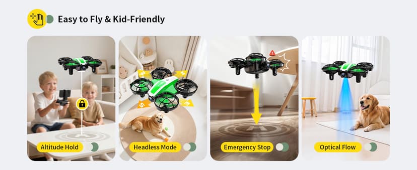 Holy Stone Mini FPV Drone with 1080P HD Camera for Kids & Beginners, RC Nano Quadcopter with Optical Flow Hover, Gesture Control, 3D Flips, 3 Batteries, Great Gift Toy for Boys and Girls, HS210P Green