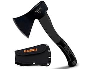 KSEIBI Wood Axe, Small Outdoor Camp Hatchet for Splitting and Kindling Wood, Forged Steel Blade with Anti-Slip and Shock Reduction Handle Great Throwing Axes and Hatchets (Modern)