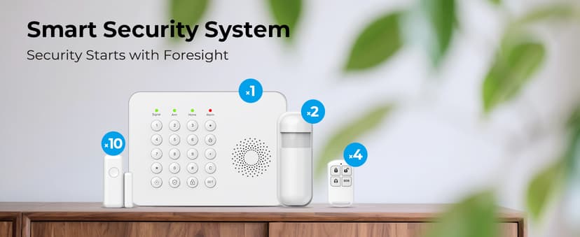Wireless Home Security System WiFi/4G Home Alarm System with Phone APP Alert | Voice Control | No Subscription Fees | 24/7 Monitoring | Alexa Compatible