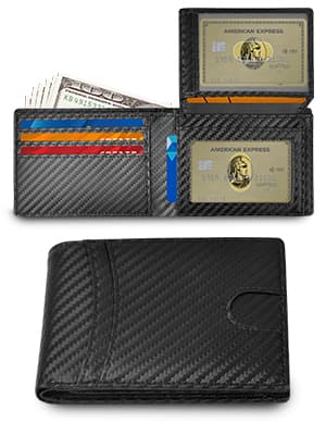 Wallets for Men Anti-theft Brush - Multi-Card Cash Clip Carbon Fibre Texture Ultra-thin Design Business Commuting Daily Carry Father's Day/Birthday Gift Preferred