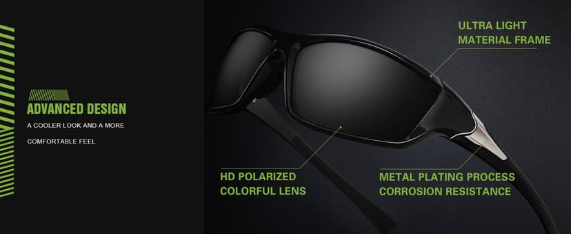 Foliful 3 Pack Polarized Sports Sunglasses for Men, Mens Sunglasses Wrap Around UV400 Protection for Cycling Fishing Driving