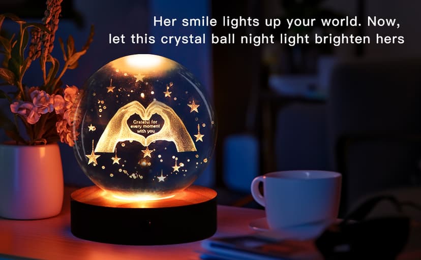 3D Crystal Ball Night Light, 16 Colors 4 Modes, Remotely Controlled, Night Light Room Decor, Funny Anniversary Christmas Gifts for Women, Girlfriends, Wives, Daughters