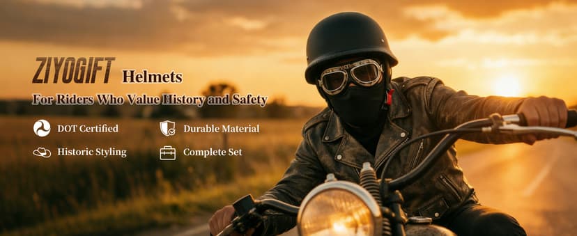 German Style Motorcycle Helmet DOT Approved with Goggles & Mask - Retro Half Helmet with Quick Release Buckle for Motorcycle Motorbike Cruiser, Scooter, Chopper (Adult Men & Women)