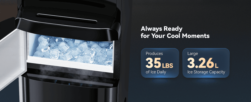 Tehanld Water Dispenser with Ice Maker, 4-in-1 Top Loading Water Cooler with Hot, Cold & Room Temp Water, 35lbs/Day Fast Ice Making, Child Safety Lock, Fits 2-5 Gallon Bottles for Home & Office