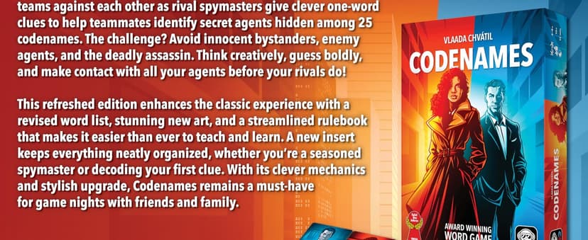 CGE Codenames Board Game (2nd Edition) The Top Secret Word Association Party Game for Friends & Family Game Nights, 4+ Players