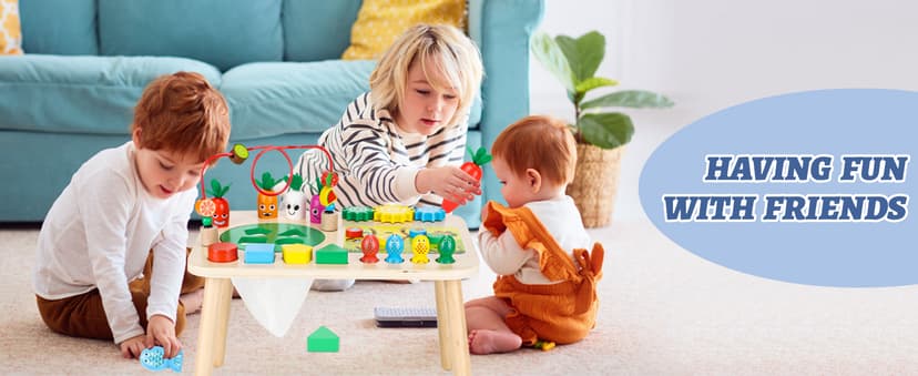 HEYLANDU Activity Table, Montessori Toys for 1 2 Year Old Girls Boy Gifts, 7 in 1 Wooden Sensory Play Table for Toddler 1 2 3, Learning Toys for Baby 12-18 Months 1st Christmas Birthday Gifts