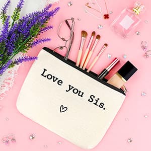 Sister Gifts from Sisters Birthday Gifts for Sisters Adult Best Sister Ever Gift Ideas for Women Cool Presents Set with Funny Glass Cup, Unique Makeup Bag, Scented Candle, Bracelet, Jewelry Tray