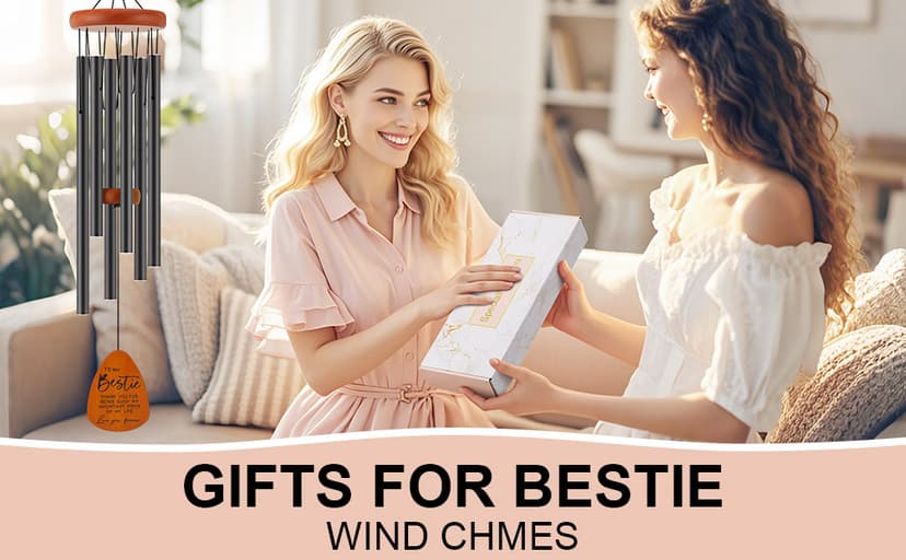 Bestie Gift for Women, Friend Gifts for Women, Unique Friendship Gifts for Birthday, Mothers Day, Christmas, 32 Inch Wind Chimes Gift for Home Decor