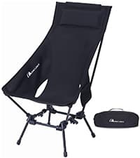 MOON LENCE Portable Camping Chair Plus, Larger & Roomier, Compact and Lightweight Still, Folding Chair for Backpacking & Hiking, 330Lbs Capacity (Black)