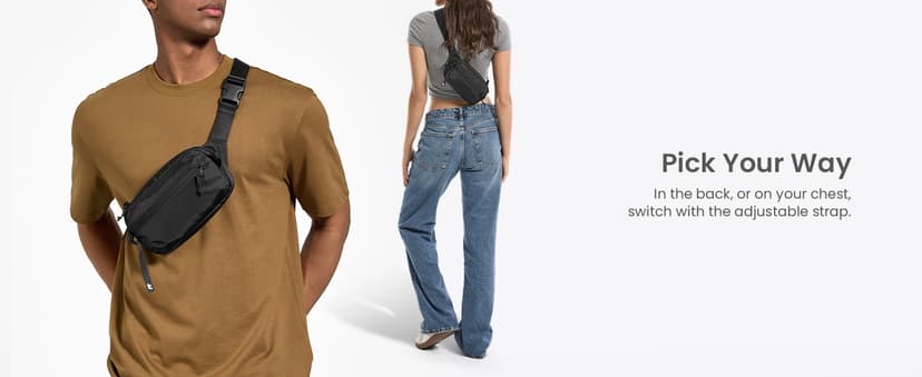 tomtoc tomtoc 1.5L Sling Bag with RFID Blocking, Crossbody Bag Minimalist Chest Shoulder Pack for Men and Women, Water-resistant Lightweight Casual Waist Fanny Pack for Travel, Daily Use