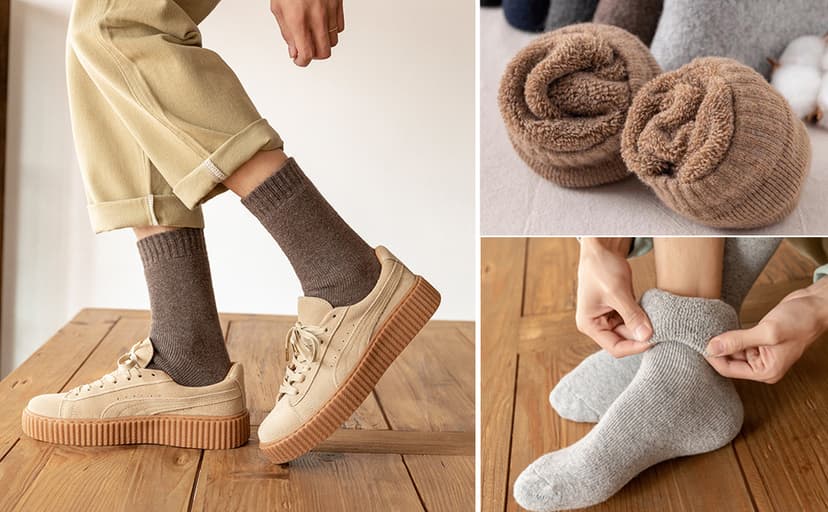 YZKKE 3Pack Mens Super Thick Wool Warm Socks - Soft Comfort Casual Crew Winter Socks