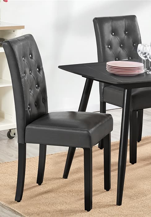 Yaheetech Dining Chairs Set of 4 PU Leather Dining Room Chairs with Waterproof Surface and Wood Legs for Kitchen Restaurant and Living Room, Dark Brown
