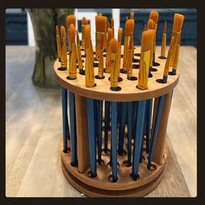 Rotating Paint Brush Holder - Handmade Paint Brush Holder Rotating Art Supply Organizer – Large Capacity Cherry Hardwood Brush Organizer for Desk, Arts and Crafts B0BTBF896Q