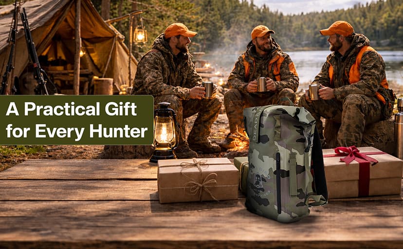 Dead Bird Enterprises Roll Top Waterproof Backpack, 25L Camouflage Pattern Dry Bag with MOLLE Loops and Adjustable Straps, WaterTight Duck Hunting Backpack for Camping, Hiking and Outdoor Travel