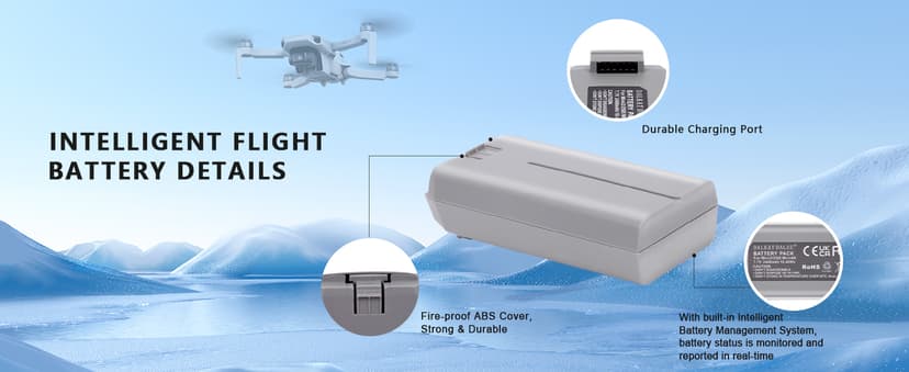 2-Pack Mini 4K Intelligent Flight Battery for DJI Mini 2 / SE / 4K/ 2 SE Drone 2400mah Upgraded Drone Battery Replacement Parts, Up to 31 Minutes of Flying Time