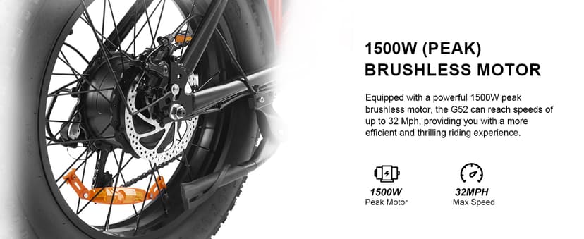 HAPPYRUN 1500W Electric Bike for Adults, 48V 18Ah Removable Battery, 20" Fat Tire E-Bike, 32MPH & 68+ Miles Range, 7-Speed Transmission, All-Terrain Mountain Ebike for Men & Women (Orange-red)