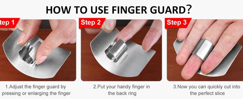 MAD SHARK Chef Finger Guards for Cutting with Gift Box, 2pcs Premium 304 Stainless Steel Finger Protectors for Cutting, Slicing and Chopping Vegetables, Fruits and Meat, Avoid Hurting Kitchen Tools