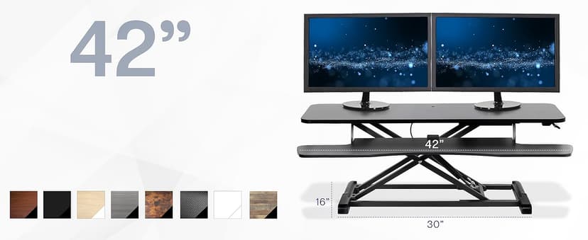 VIVO 48 inch Desk Converter, K Series, Height Adjustable Sit to Stand Riser, Dual Monitor and Laptop Workstation with Wide Keyboard Tray, Black, DESK-V048KB