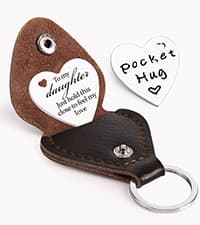 Qunrwe Pocket Hug Token,Long Distance Gifts Keepsake,Double Sided Inspirational Thinking of you Gift with Leather Keychain