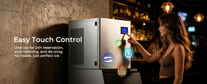 22" Commercial Nugget Ice Maker Machine 420LBS/24H with 350LBS Storage Bin, Nugget Ice Style, Air Cooled Powerfull Compressor, Industrial Nugget Ice Machine for Business