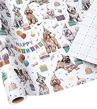 17 inch X 33 feet, Gridlines Design, Recycled, Holiday BIOBROWN Kraft Birthday Wrapping Paper Colorful Text Happy Birthday Design B0BLSML9G3